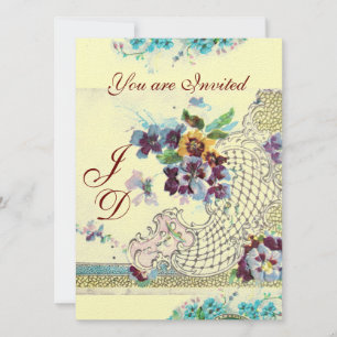 ROMANTICA Floral Blue Pink Cream Weddenschappen Kaart