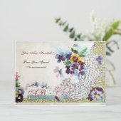 ROMANTICA Floral Blue Pink White Weddenschappen Kaart (Staand voorkant)