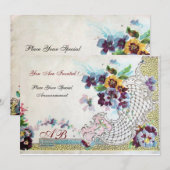 ROMANTICA Floral Blue Pink White Weddenschappen Kaart (Voorkant / Achterkant)