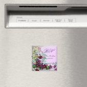 ROMANTICA Floral Swirls Paarse Pansies Opslagdatum Magneet (Insitu (Vaatwasser))