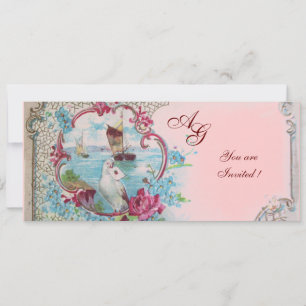 ROMANTICA  MONOGRAAM, rood wit blauw roze Kaart
