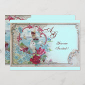 ROMANTICA  MONOGRAAM, rood wit blauw roze Kaart (Voorkant / Achterkant)