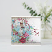 ROMANTİCA MONOGRAM, champagne-metallisch papier Aankondiging (Staand voorkant)