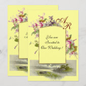 ROMANTİCA MONOGRAM/CYCLAMENS, roze groen geel Kaart (Voorkant / Achterkant)