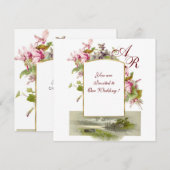 ROMANTİCA MONOGRAM/CYCLAMENS, roze groen wit Kaart (Voorkant / Achterkant)