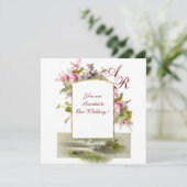 ROMANTİCA MONOGRAM/CYCLAMENS, roze groen wit Kaart (Staand voorkant)