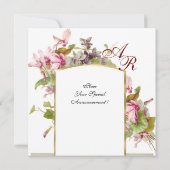 ROMANTİCA MONOGRAM/CYCLAMENS, roze groen wit Kaart (Achterkant)
