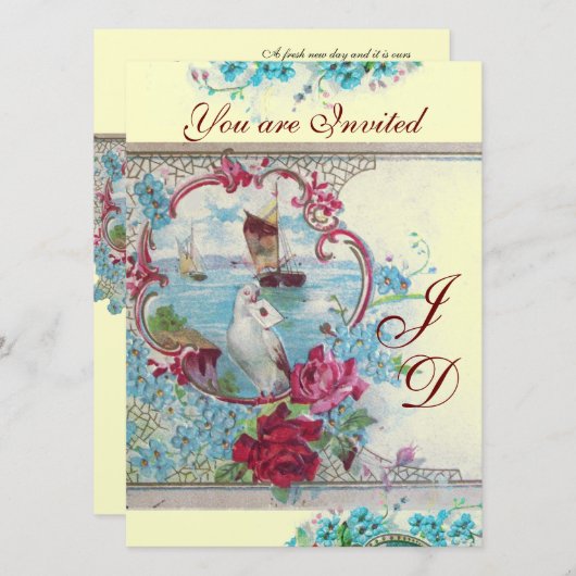 ROMANTİCA MONOGRAM Gold metallic papier Kaart (Voorkant / Achterkant)