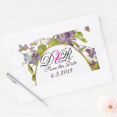 ROMANTİCA MONOGRAM/PAARSE VIOLETS BEWAREN DE DATUM RECHTHOEKIGE STICKER (Envelop)
