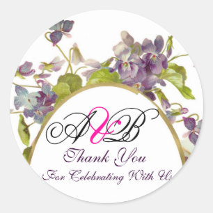 ROMANTİCA MONOGRAM / PAARSE VIOLETTEN DANK U RONDE STICKER