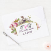 ROMANTİCA MONOGRAM/PINK CYCLAMENS BEWAREN DE DATUM OVALE STICKER (Envelop)