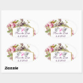 ROMANTİCA MONOGRAM/PINK CYCLAMENS BEWAREN DE DATUM OVALE STICKER (Vel)