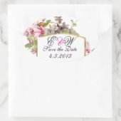 ROMANTİCA MONOGRAM/PINK CYCLAMENS BEWAREN DE DATUM OVALE STICKER (Tas)