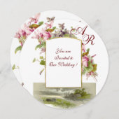 ROMANTİCA MONOGRAM, PINK CYCLAMENS, Floral Kaart (Voorkant / Achterkant)