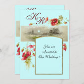 ROMANTİCA-MONOGRAM/POPPIËN, rood, groen, blauw Kaart (Voorkant / Achterkant)