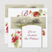 ROMANTİCA MONOGRAM/POPPIËN, rood, groen, roomvilt Kaart (Voorkant / Achterkant)