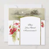 ROMANTİCA MONOGRAM/POPPIËN, rood, groen, roomvilt Kaart (Achterkant)