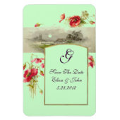 ROMANTİCA MONOGRAM/POPPIES, sparen de Datum, Groen Magneet (Verticaal)