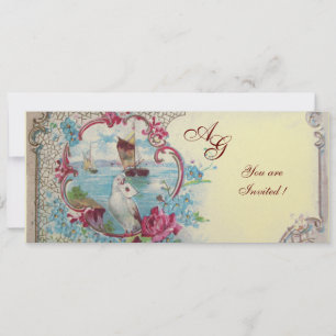 ROMANTICA MONOGRAM, rood blauw roze geel goud Kaart