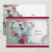 ROMANTICA MONOGRAM, rood wit blauw Kaart (Voorkant / Achterkant)