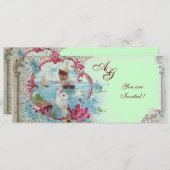 ROMANTICA  MONOGRAM, rood wit blauw roze groen Kaart (Voorkant / Achterkant)