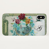 ROMANTICA MONOGRAM-ROZEN EN VLIEGVOGELS Case-Mate iPhone CASE (Achterkant (horizontaal))