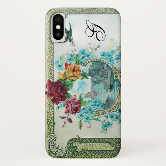 ROMANTICA MONOGRAM-ROZEN EN VLIEGVOGELS Case-Mate iPhone CASE (Achterkant)
