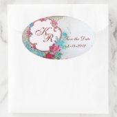 ROMANTICA MONOGRAM, Save the Date, white hart Ovale Sticker (Tas)