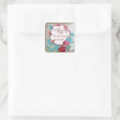 ROMANTICA MONOGRAM, Save the Date, white hart Vierkante Sticker (Tas)