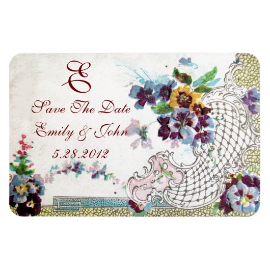 ROMANTİCA MONOGRAM, slaat de datum op Magneet (Horizontaal)