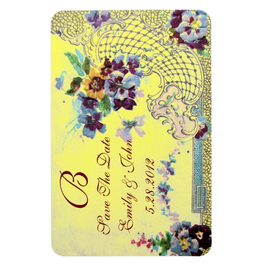 ROMANTİCA MONOGRAM, slaat de datum op Magneet (Verticaal)