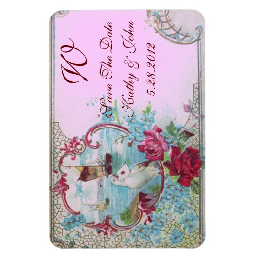 ROMANTİCA MONOGRAM, slaat de datum op Magneet (Verticaal)