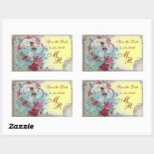 ROMANTICA MONOGRAM, sparen de Datum, Geel Rechthoekige Sticker (Vel)