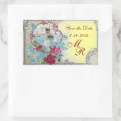 ROMANTICA MONOGRAM, sparen de Datum, Geel Rechthoekige Sticker (Tas)