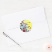 ROMANTICA MONOGRAM, sparen de Datum, geel Ronde Sticker (Envelop)