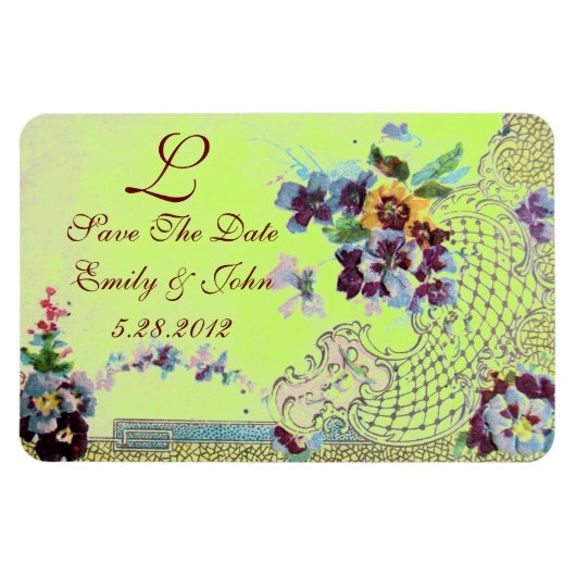 ROMANTİCA MONOGRAM, sparen de Datum, groen Magneet (Horizontaal)