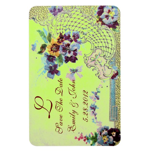 ROMANTİCA MONOGRAM, sparen de Datum, groen Magneet (Verticaal)