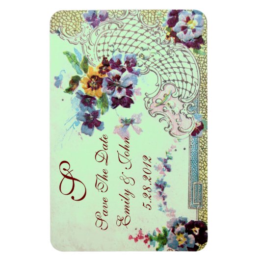 ROMANTİCA MONOGRAM, sparen de Datum, groen Magneet (Verticaal)