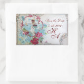ROMANTICA MONOGRAM, sparen de Datum Rechthoekige Sticker (Tas)