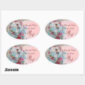ROMANTICA MONOGRAM, sparen de Datum, Roze Ovale Sticker (Vel)