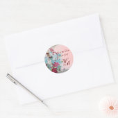 ROMANTICA MONOGRAM, sparen de Datum, roze Ronde Sticker (Envelop)