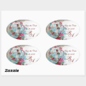 ROMANTICA MONOGRAM, sparen de Datum, Wit Ovale Sticker (Vel)