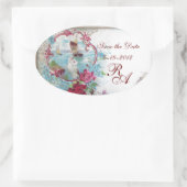 ROMANTICA MONOGRAM, sparen de Datum, Wit Ovale Sticker (Tas)