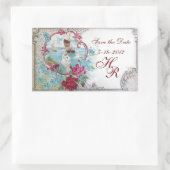 ROMANTICA MONOGRAM, sparen de Datum, Wit Rechthoekige Sticker (Tas)