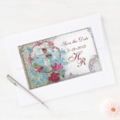 ROMANTICA MONOGRAM, sparen de Datum, Wit Rechthoekige Sticker (Envelop)