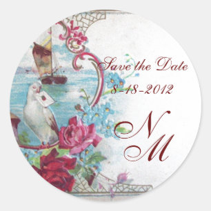 ROMANTICA MONOGRAM, sparen de Datum, wit Ronde Sticker