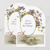 ROMANTİCA MONOGRAM/VIOLETS, groen paars wit Kaart (Voorkant / Achterkant)