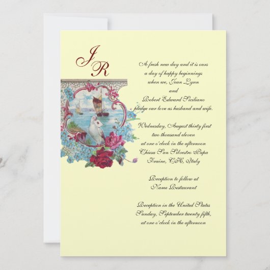 ROMANTİCA MONOGRAM White Champagne Metallic paper Kaart (Achterkant)