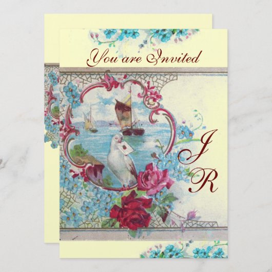 ROMANTİCA MONOGRAM White Champagne Metallic paper Kaart (Voorkant / Achterkant)