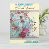 ROMANTİCA MONOGRAM Witte Champagne Metallic papie Kaart (Staand voorkant)